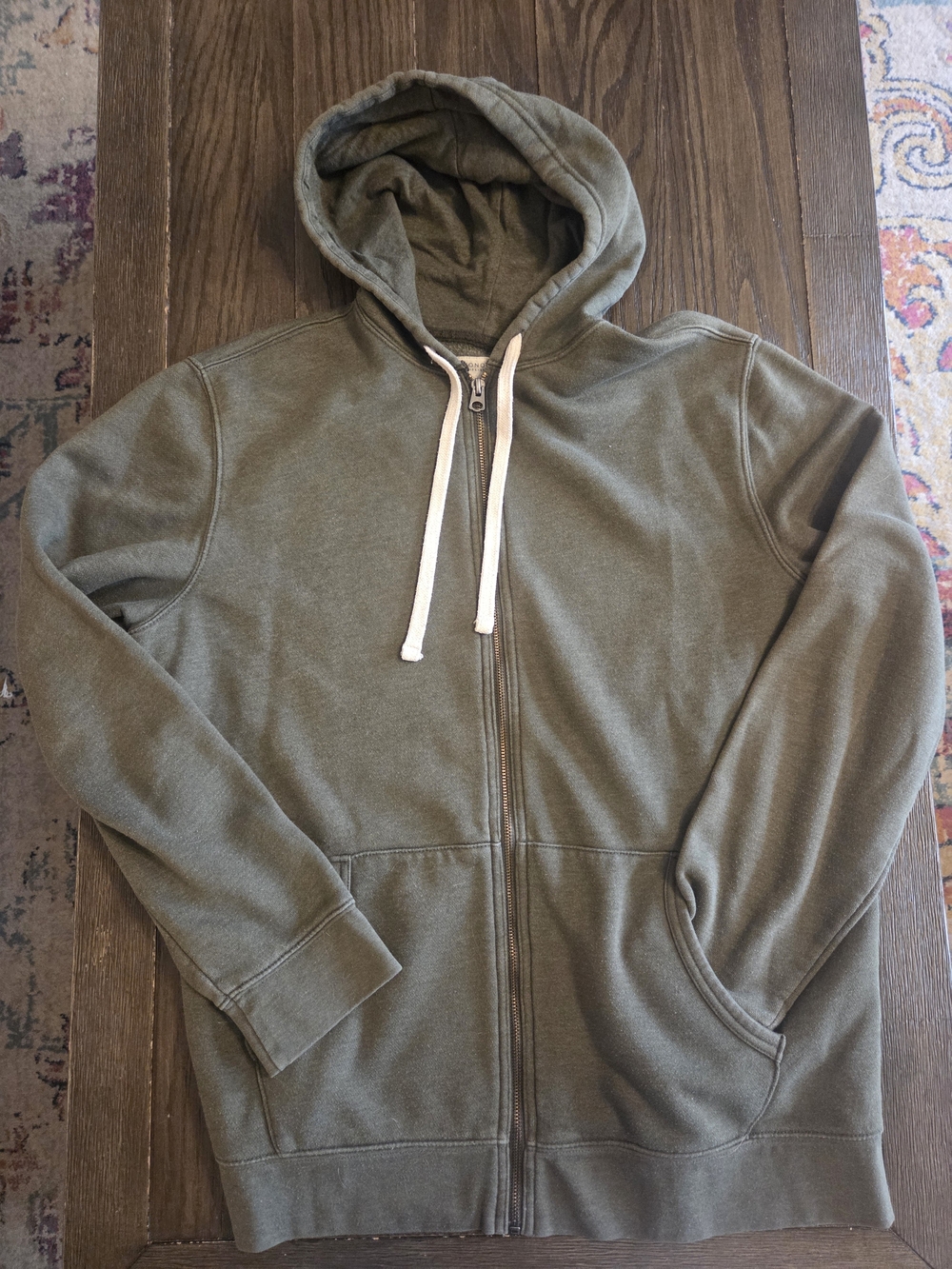 Sonoma Olive Green Full-Zip Hoodie with Drawstring